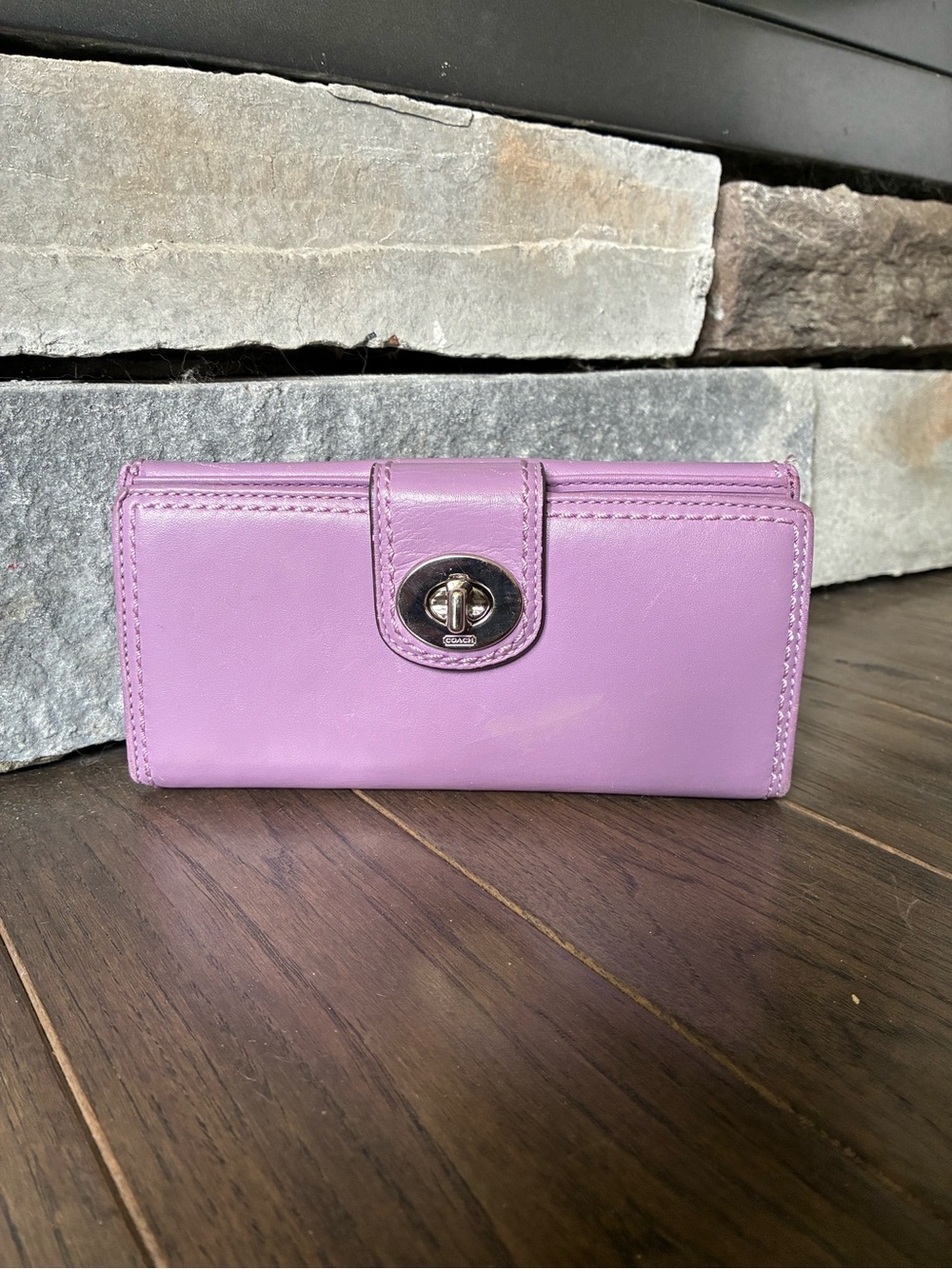 Coach Smooth Leather Turn-Lock Wallet